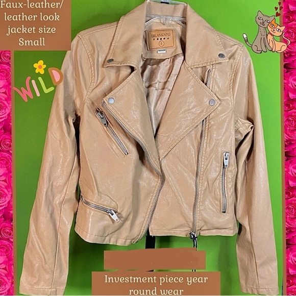 MSRP $98.99 S PLEATHER FAUX LEATHER JACKET IN NUDE COLOR BLANK NYC - Picture 2 of 14